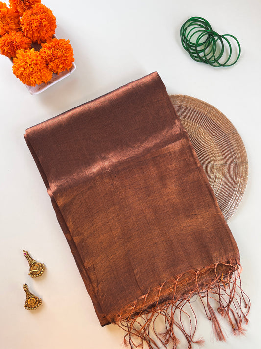Copper Tissue Silk Saree
