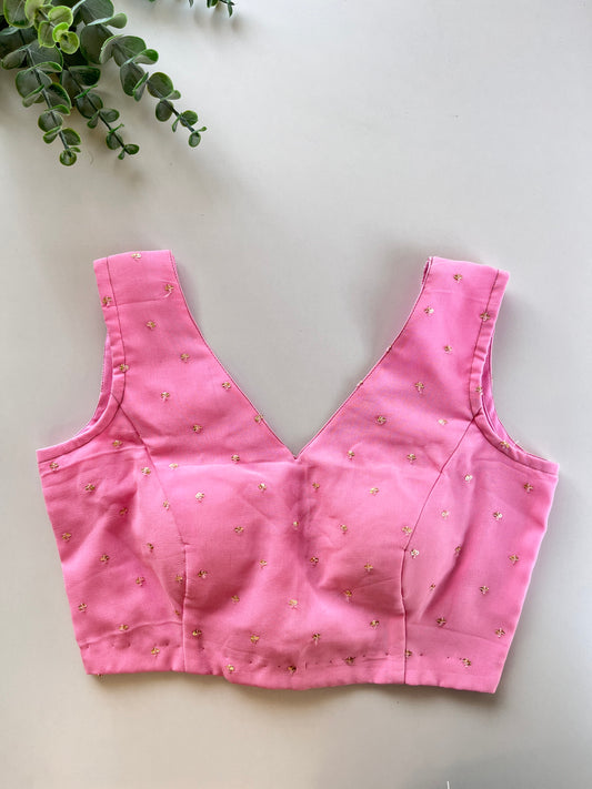 Baby Pink Gold Sequence Blouse
